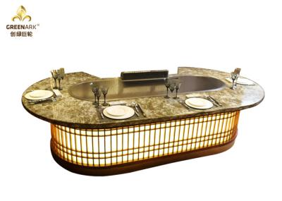 Indoor Commercial Griddle Plate Built In Hibachi Grill Oval Shape For Beef Mutton Chicken