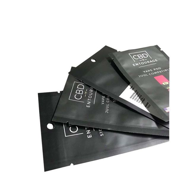 Smell Proof VMPET Black Matte Mylar Aluminum Foil Bag Weed Packaging