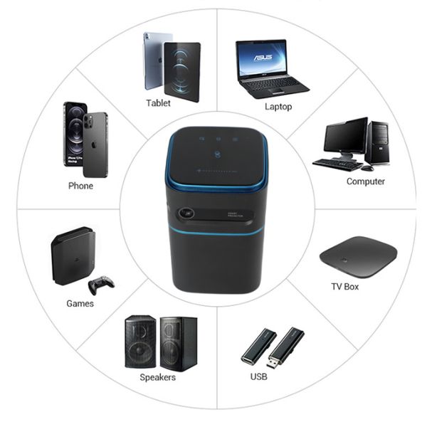 100 ANSI Lumens Smart Mini DLP Projector 480p With Touch Screen Android 9.0 SP19