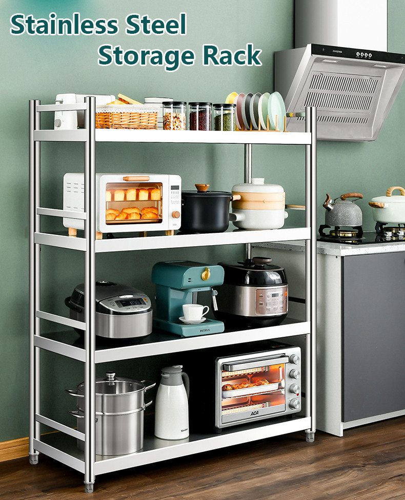 3 Layer Rotate Vegetable Fruit Shelf Stainless Steel Storage Rack for Modern Kitchen