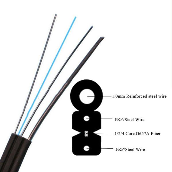 Black Optical Fiber Self Supporting FTTH Drop Cable