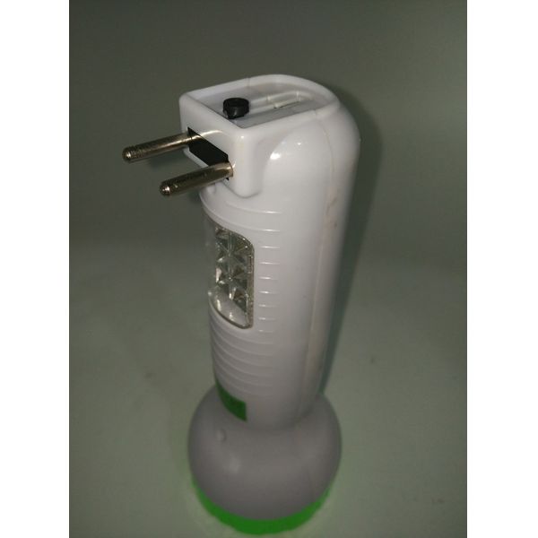 BN-4158S Electric Solar Power Rechargeable Green Head White Body Plastic LED Flashlight To