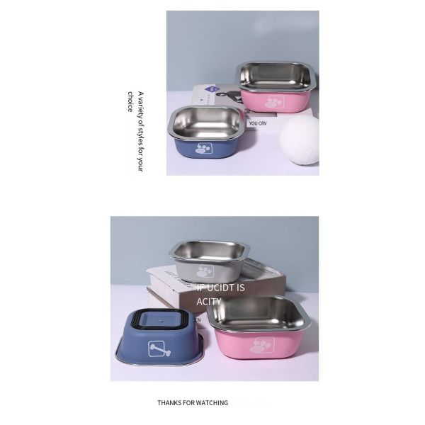 Pet Stainless Steel Dog Bowl Tableware Anti-Tip Double-Layer Stainless Steel  Cat Drinking Bowl