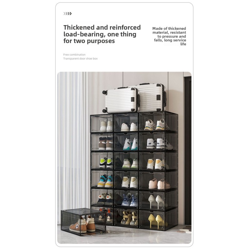 Hot Selling Household Transparent Plastic Magnetic Stackable Shoe Storage Organizer Cabinet Dustproof Shoe Box