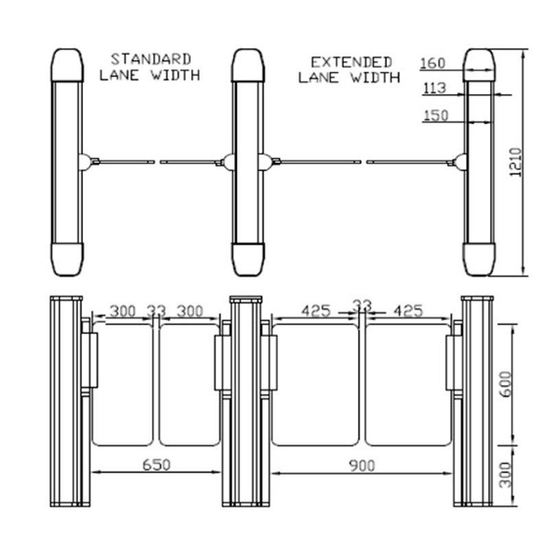 ворота турникета руки качания ширины IP45 150mm автоматические