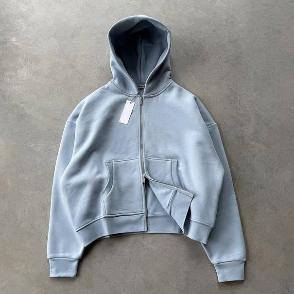 Manufacturer Custom Neoprene Casual Blank Basics Pullover Zip up Sweatsuit Jogger air Layer Fabric Baggy Hoodie Tracksuit Set