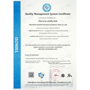 Shenzhen Chenri Precision Hardware Tools Co., Ltd. Certifications