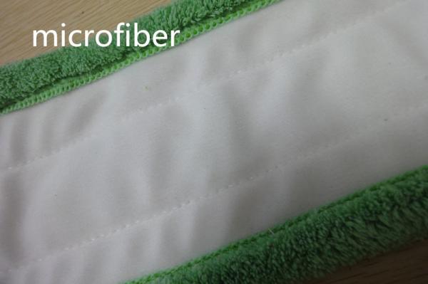 Microfiber Dust Mop 13*51cm Fold Green Coral Fleece Backing White  Wet Mop Pads