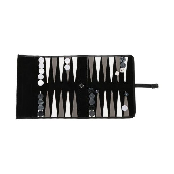 Custom Luxury Leather Travel Backgammon Roll Set With Buckle Fastening Internal Pocket