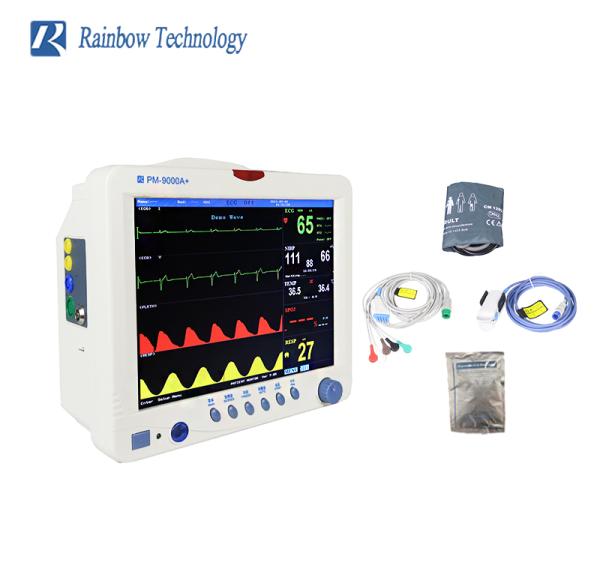 Patient Monitor with 1-7 Level Audio/Visual Alarming Arrhythmia Analysis and Anti-ESU Multi Parameter Bedside Monitor