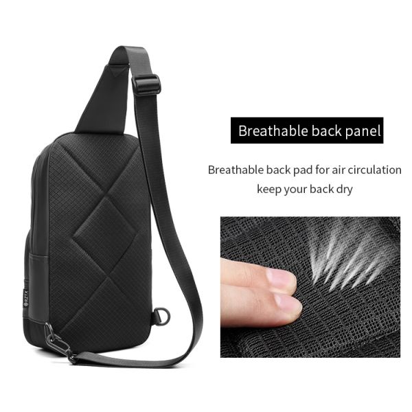 Waterproof Oxford Cloth Mens Shoulder Chest Sling Bag 19*10*34cm