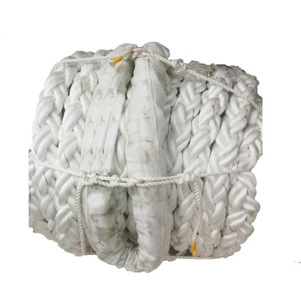 Eight Strand 80mm X 150m Ship Mooring Rope , Dock Line Rope Both Ends Canvas Covered Eyes