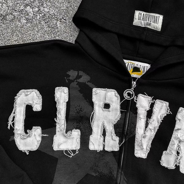 Autumn Mens Streetwear Sweatsuits Two Piece Track Set Applique Distressing Embroidery