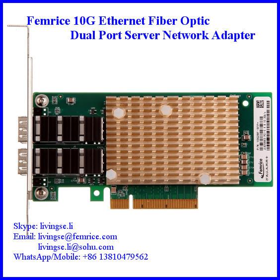 10G 2 Port Fiber Optic Network Card, 10G Dual Port Server Application NIC Adapter, Big Gold Heat Sink Adapter