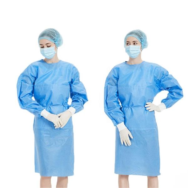 As emendas grandes reforçadas dos vestidos do isolamento do fabricante do único uso descartável do vestido cirúrgico gravadas requisitam novamente aos EUA o mercado