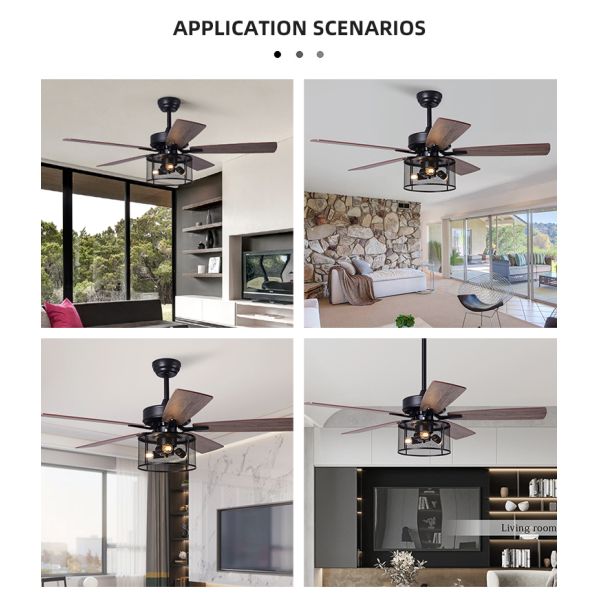 Home Office 5 Plywood 2000LM Crystal Ceiling Fan Light With DC AC Motor