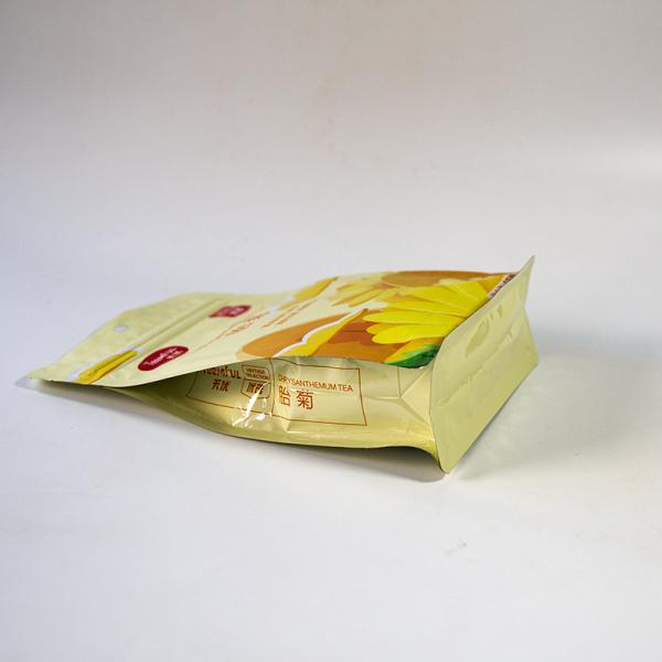 Aroma-Lock Eight Sided Sealing Flat Bottom Bags For Tea Packaging With Oxygen-Barrier And Moisture-Resistant.