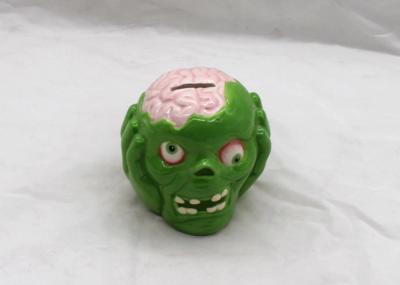 Green Skull Style Kids Ceramic Bank Dolomite For Halloween Promotional