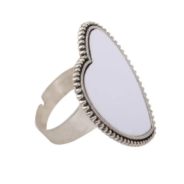 Heart Silver Sublimation Ring Blanks Custom Finger Ring Jewelry Women Gifts Promotion