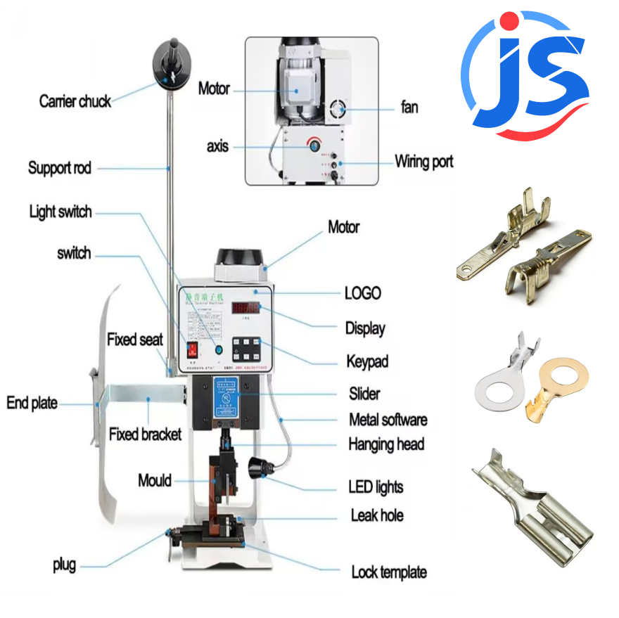 Semi Automatic Terminal Crimping Machine with 2Ton Crimp Pressure, 750W Power, and Compact 30*30*65cm Size