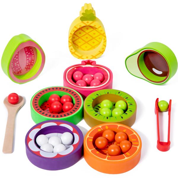 Wholesale Fruit Color Matching Bead Game Wooden Kitchen Toy Pretend Play Toy Early Educational Toys