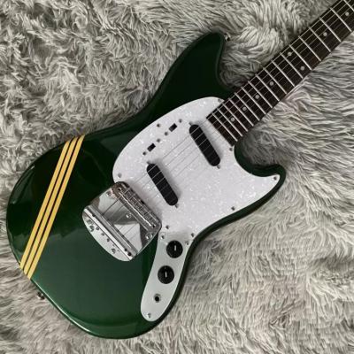 Custom Fender Mustang Style Electric Guitar Metallic Green S-S Pickups Chrome Hardware
