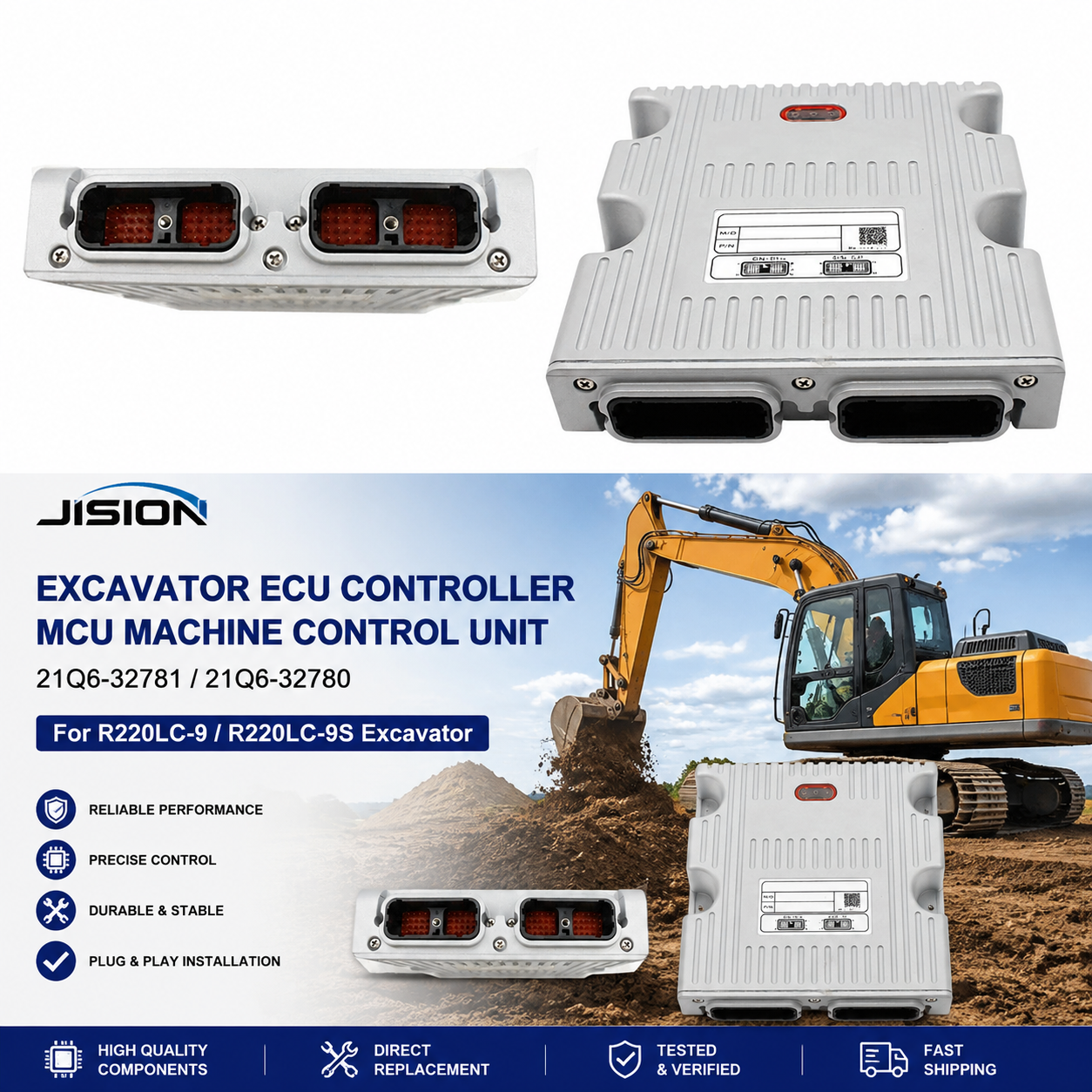 R220LC-9 R220LC-9S Excavator ECU Controller MCU Machine Control Unit 21Q6-32781 21Q6-32780 Hydraulic Electronic Control Module
