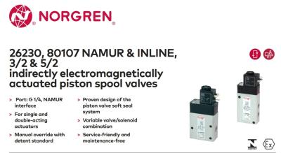 Norgren Pneumatic Solenoid Valve - Solenoid/Air 80107 Series  Solenoid Actuated NAMUR Valve