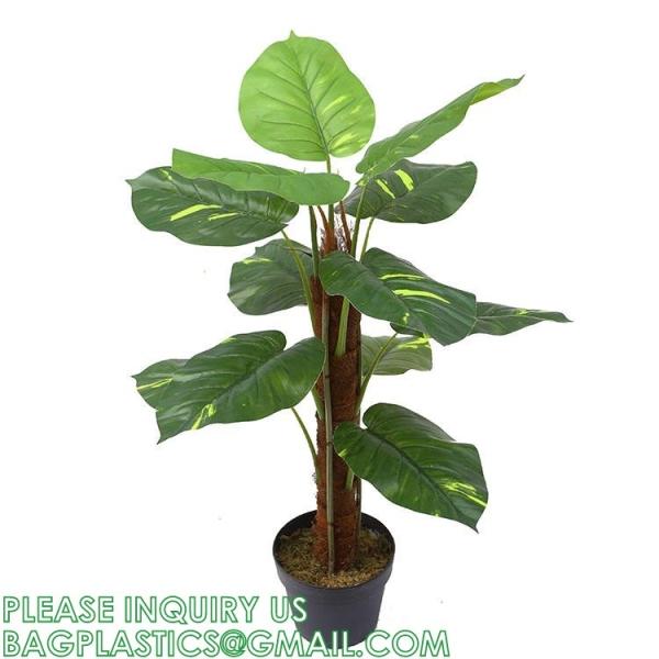 Fake Colocasia Esculenta, Plastic variegata artificial Taro, Subtropics Faux Swiss Cheese Plant For Home Garden Office