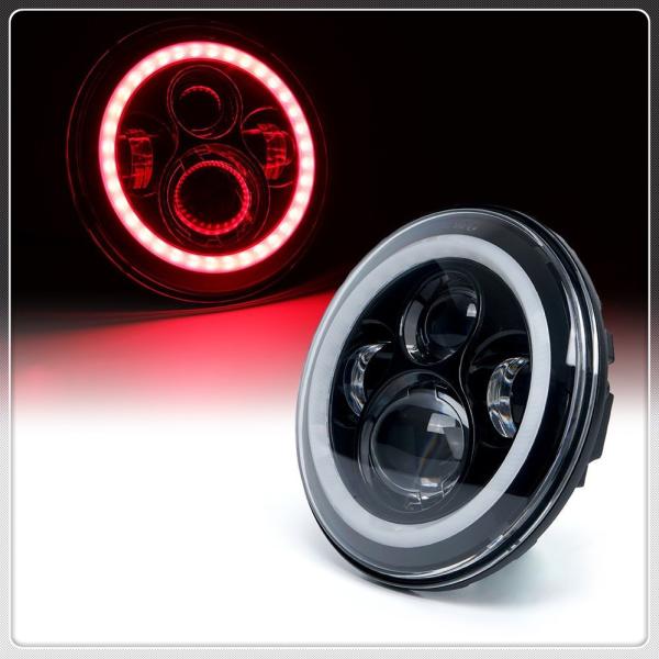 Perfect 7 inch LED Headlights RGB Halo Ring Angel Eyes 7” Round Multicolor DRL Bluetooth Remote Control for Jeep Wrangle