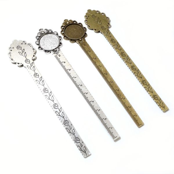 Sublimation Ruler Bookmark Base Tray Cabochon Base Blanks Settings And Glass Cabochon Cameo DIY Jewelry Making Accessories