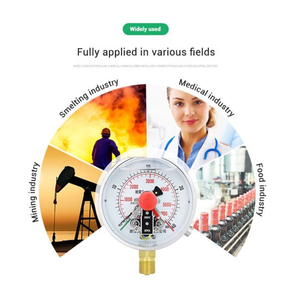 30VA 220V 380V Liquid Filling Electrical Contact Vacuum Pressure Gauges Manometer