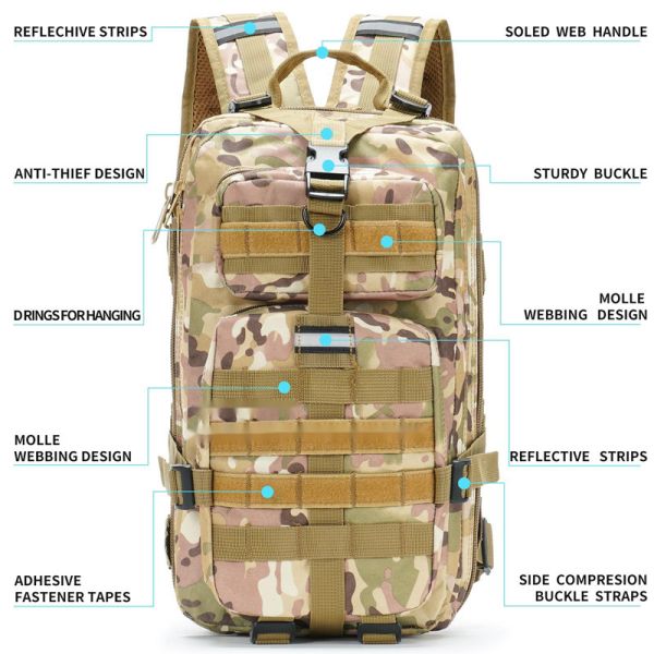 3P 28L Army Tactical Backpack Nylon Polyester Waterproof Military Backpack
