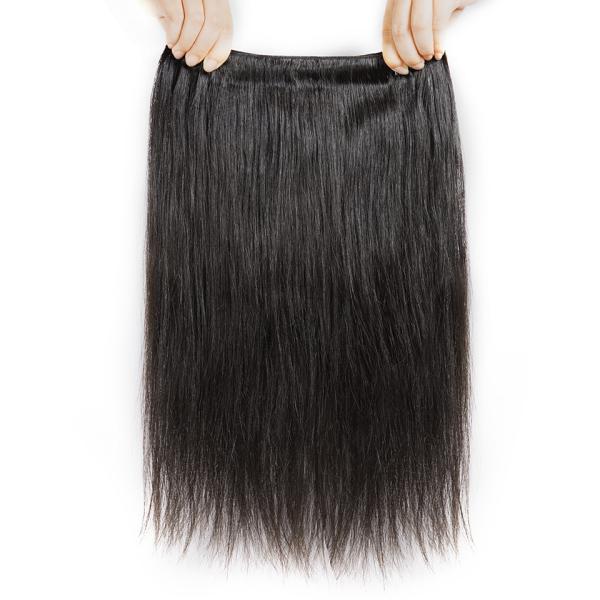Extensões brasileiras do cabelo humano do Virgin/3 pacotes de cabelo humano com fechamento de 4 x 4 laços