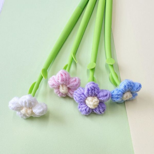 New Silicone Lucky Daisy Neutral Pen Knitted Flowers Creative Gel Ink Pens