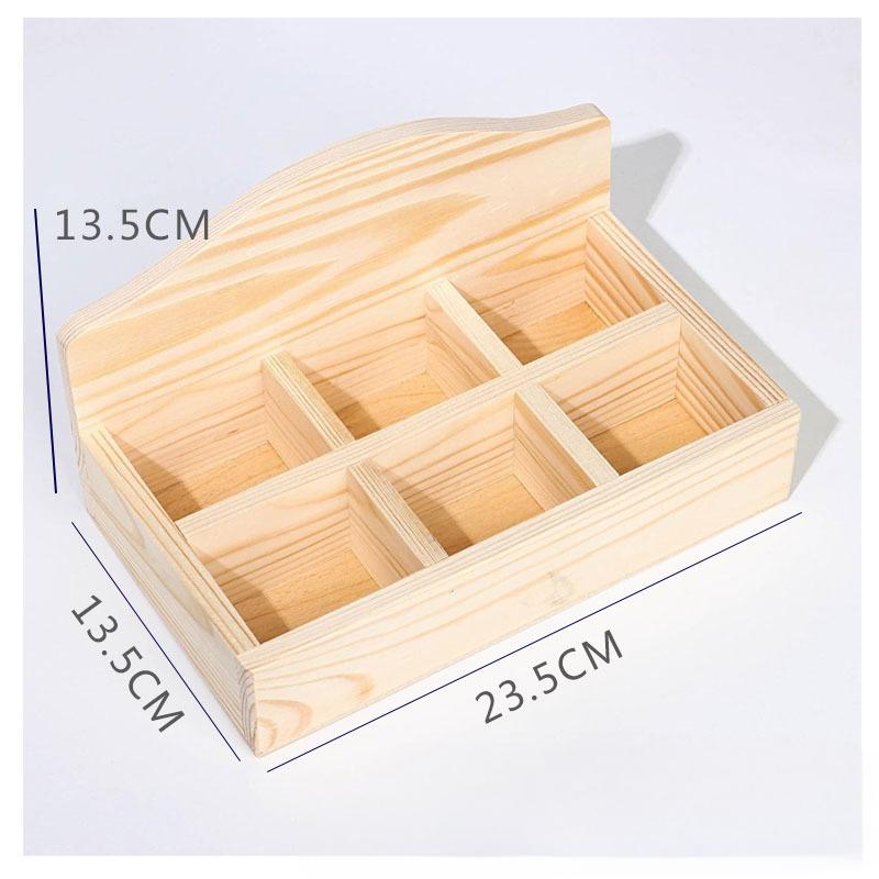 Desktop Wooden Storage Box Divided Display Box Log Tray Coffee Bag Tea Bag Organizer Storage Box
