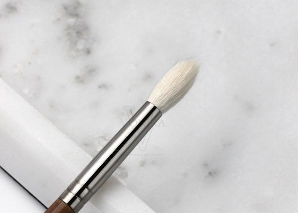 Logo naturel de mélange conique d'OEM d'olive d'en cuivre de cheveux de chèvre de brosse de maquillage de fard à paupières