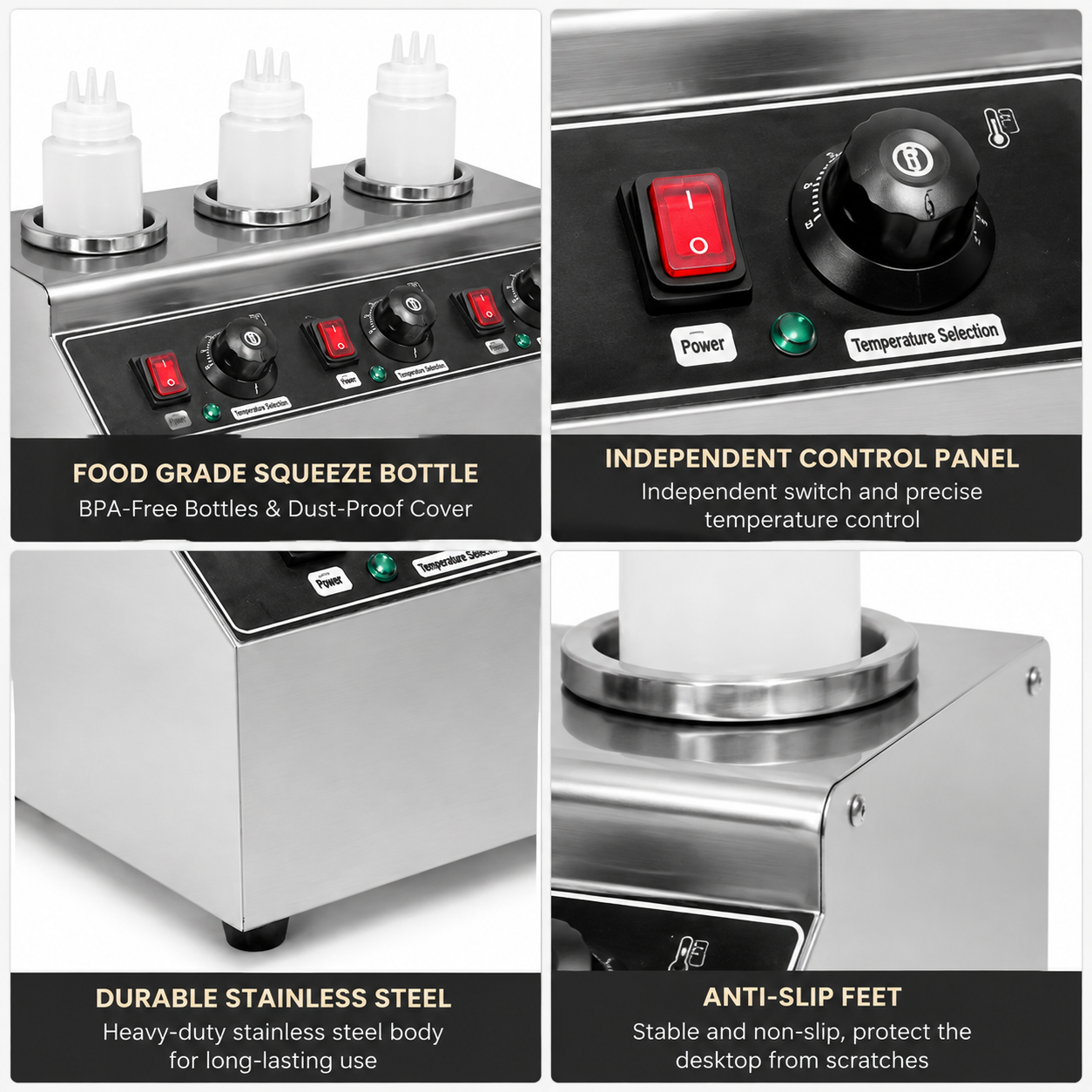 SZ-SW03 Triple Sauce Warmer 3-Pot Commercial Food Warmer For Cheese & Chocolate
