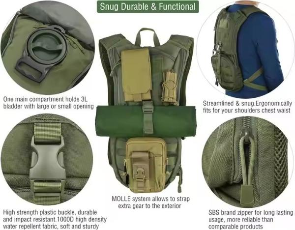 Mochila Molle Táctica 3L Para Ciclismo Caminhada Corrida Montanismo Saco de armazenamento de água