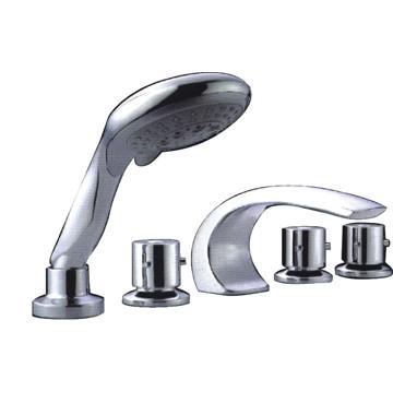 Water Saving Five hole Brass Deck Mount Tub Faucet / 3 Handle Switch Mixer Tap for Home