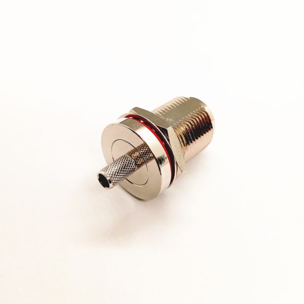 N-C-KY-3 N Type Female Straight Bulkhead Crimp Jack RF Coaxial Connector 50Ω Gold-plated Brass IP67 Waterproof