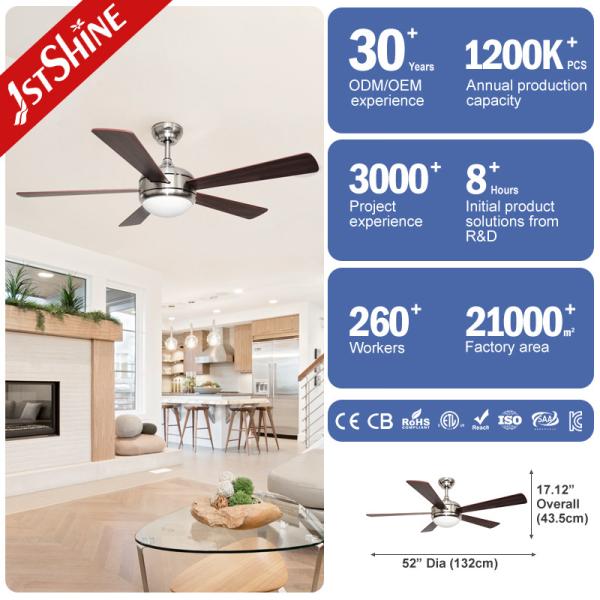 Smart Remote Control Ceiling Fan 52 Inch/OEM Diameter for Modern Home Air Cooling