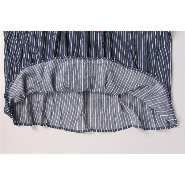 100% Rayon Ladies Striped Printing Blouse Big Embroidery Striped Womens Top