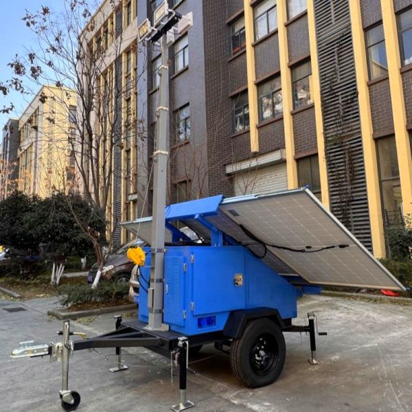 Outdoor Light Tower CCTV Camera Surveillance Tower Foldable Design Trailer Solar Lighting Towers