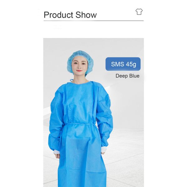 Hospital Pe Pp Non Woven Scrub Suit Sms Level 2 Blue Non Sterile Disposable Isolation Surgicals Gowns Medical Protective