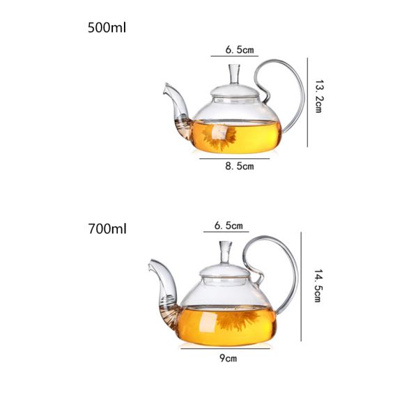 Small Loose Leaf Clear Glass Teapot With Glass Strainer / Lid Eco Friendly