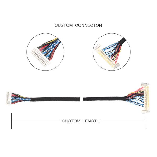 24pin MOLEX 504186-2400 30pin JAE FI-X30HL LCD LVDS Cable Assembly Length customize