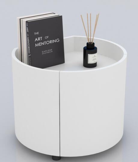 White curved Bedside Table with drawer