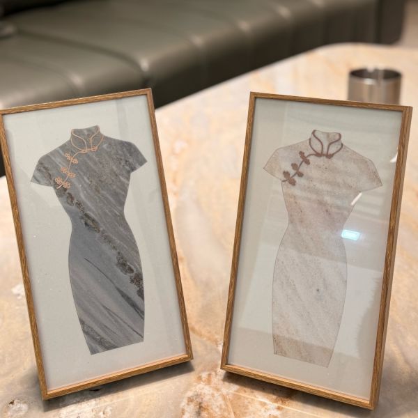 Luxury Marble Carved Cheongsam Blue Palissandro Classico Handcrafted Chinese Vintage Decoration