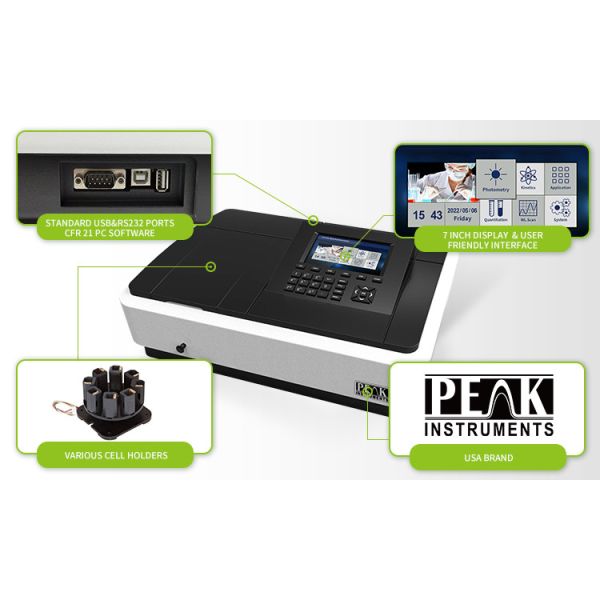 7 Inch Color Photometer Screen Dual Beam UV-Visible Spectrometer 190-1100nm C7200